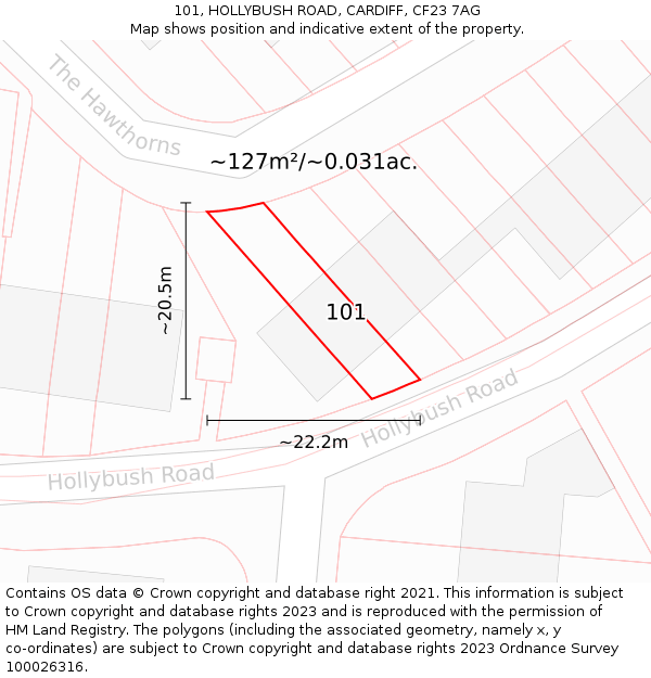 101, HOLLYBUSH ROAD, CARDIFF, CF23 7AG: Plot and title map