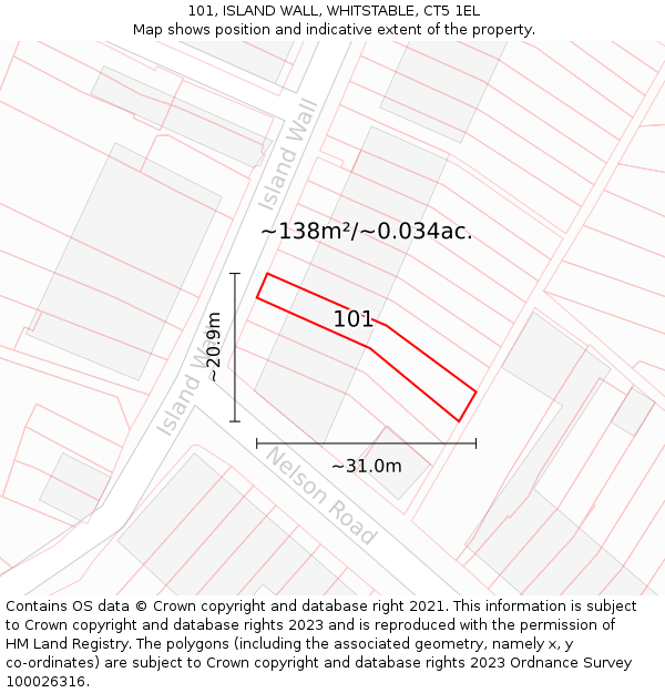 101, ISLAND WALL, WHITSTABLE, CT5 1EL: Plot and title map