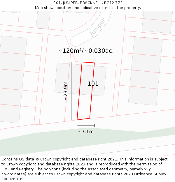 101, JUNIPER, BRACKNELL, RG12 7ZF: Plot and title map