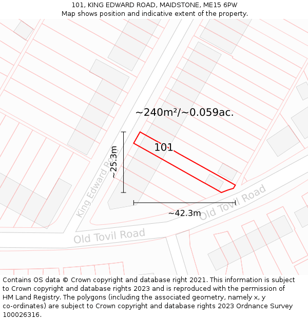 101, KING EDWARD ROAD, MAIDSTONE, ME15 6PW: Plot and title map