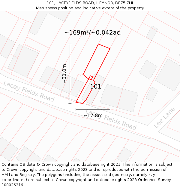 101, LACEYFIELDS ROAD, HEANOR, DE75 7HL: Plot and title map