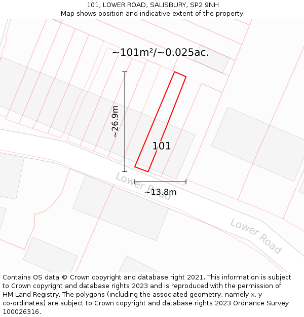 101, LOWER ROAD, SALISBURY, SP2 9NH: Plot and title map