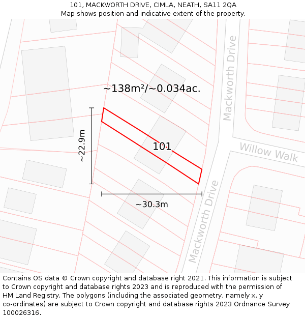 101, MACKWORTH DRIVE, CIMLA, NEATH, SA11 2QA: Plot and title map