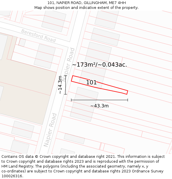 101, NAPIER ROAD, GILLINGHAM, ME7 4HH: Plot and title map