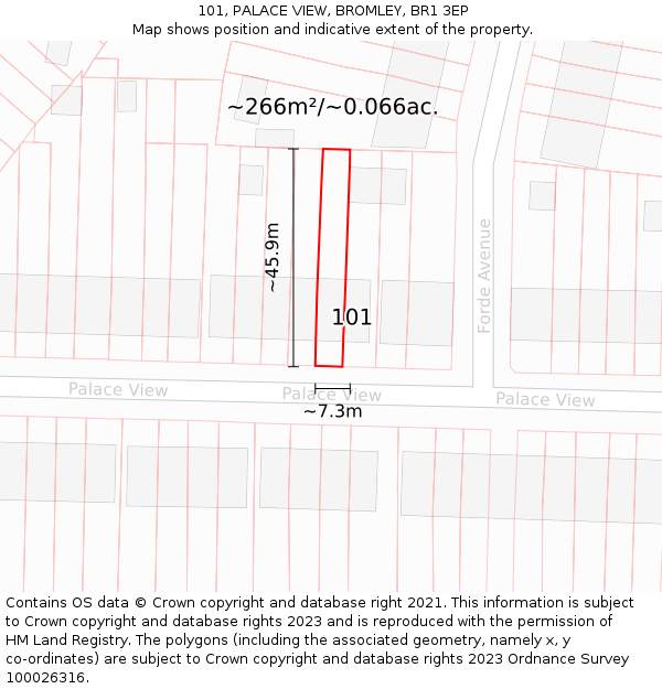 101, PALACE VIEW, BROMLEY, BR1 3EP: Plot and title map