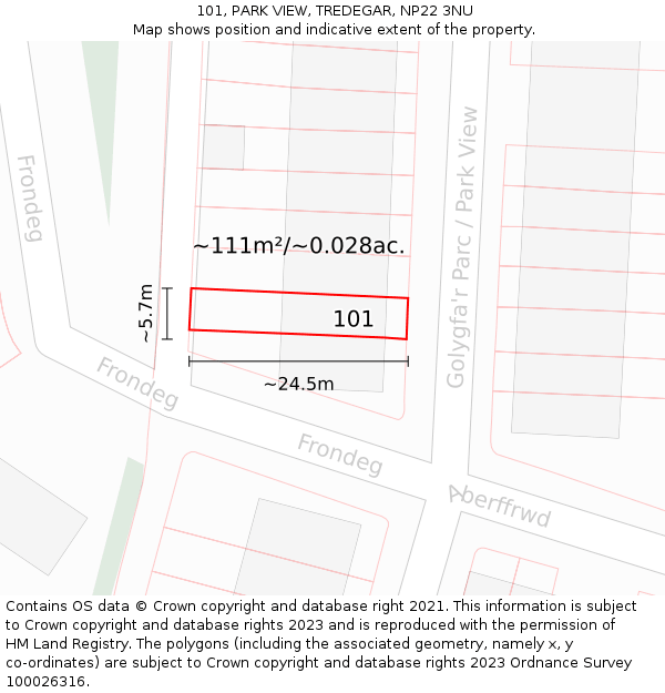 101, PARK VIEW, TREDEGAR, NP22 3NU: Plot and title map