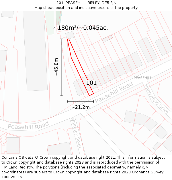 101, PEASEHILL, RIPLEY, DE5 3JN: Plot and title map