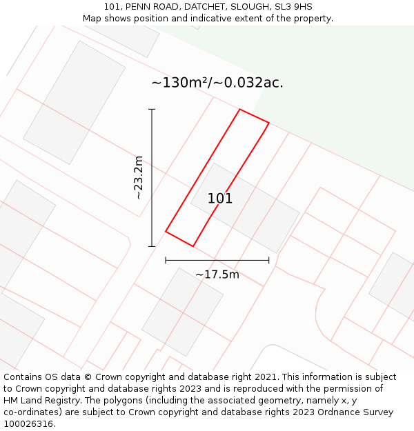 101, PENN ROAD, DATCHET, SLOUGH, SL3 9HS: Plot and title map