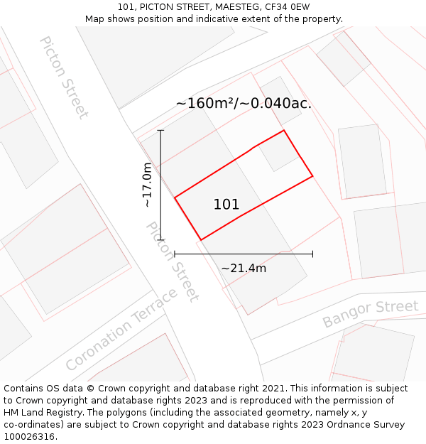 101, PICTON STREET, MAESTEG, CF34 0EW: Plot and title map