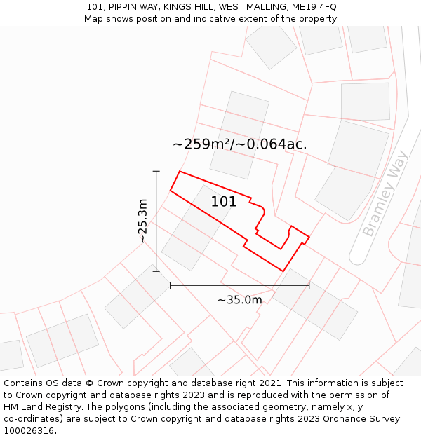 101, PIPPIN WAY, KINGS HILL, WEST MALLING, ME19 4FQ: Plot and title map