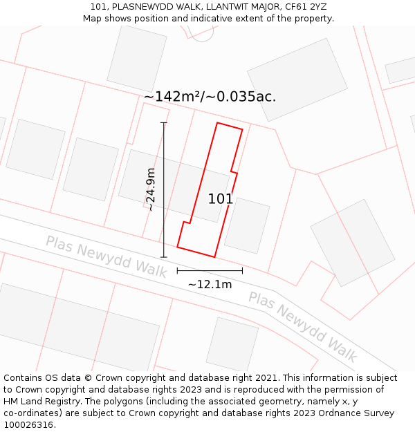 101, PLASNEWYDD WALK, LLANTWIT MAJOR, CF61 2YZ: Plot and title map