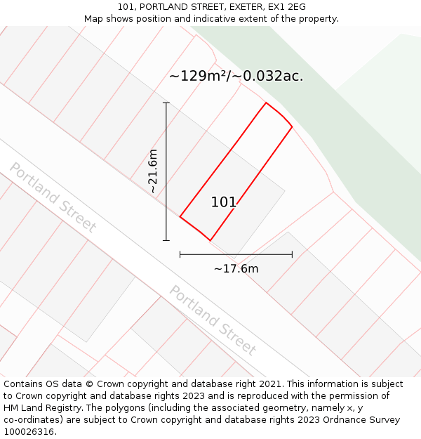 101, PORTLAND STREET, EXETER, EX1 2EG: Plot and title map