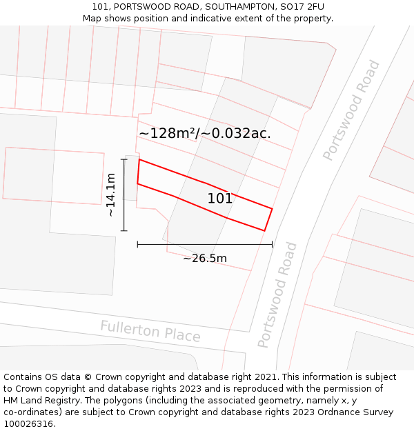 101, PORTSWOOD ROAD, SOUTHAMPTON, SO17 2FU: Plot and title map