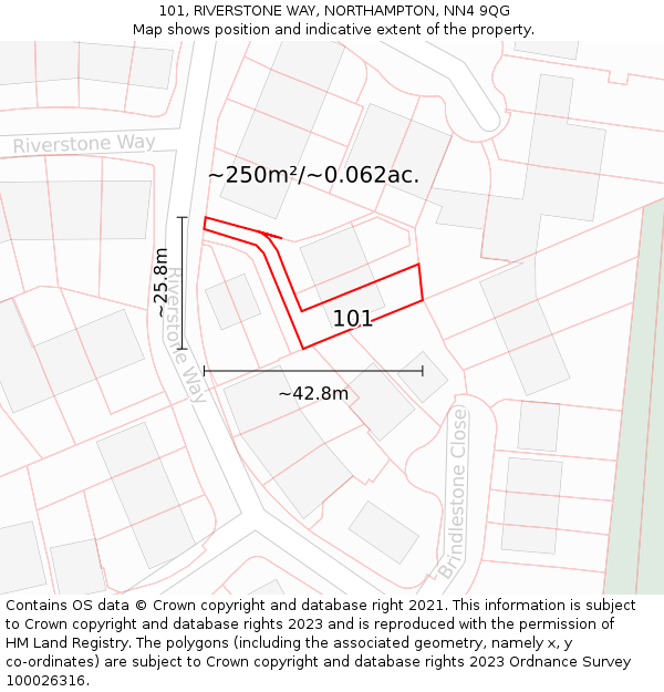 101, RIVERSTONE WAY, NORTHAMPTON, NN4 9QG: Plot and title map
