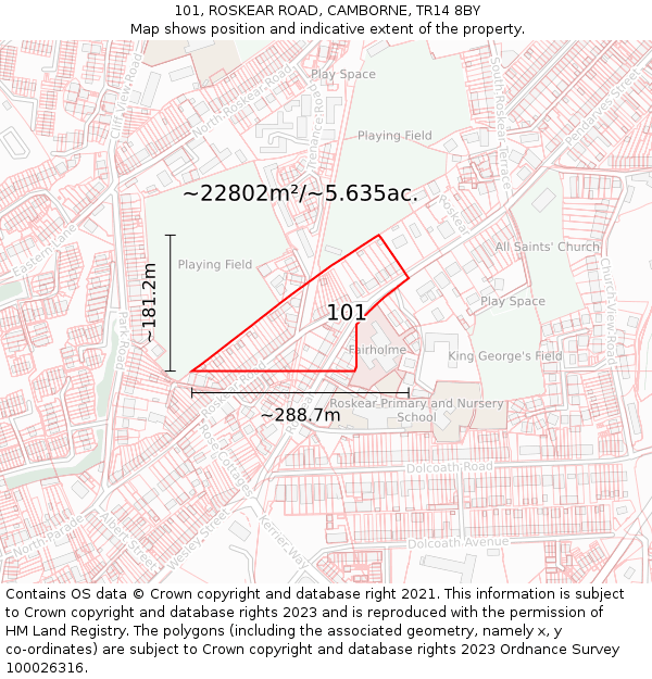 101, ROSKEAR ROAD, CAMBORNE, TR14 8BY: Plot and title map