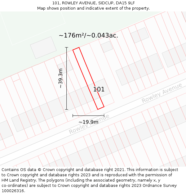 101, ROWLEY AVENUE, SIDCUP, DA15 9LF: Plot and title map