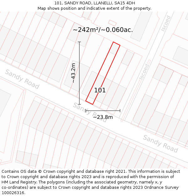 101, SANDY ROAD, LLANELLI, SA15 4DH: Plot and title map