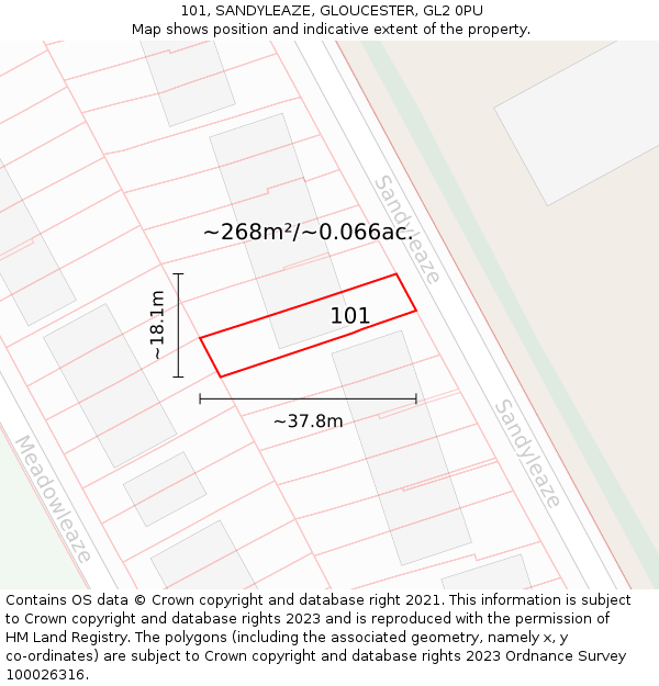 101, SANDYLEAZE, GLOUCESTER, GL2 0PU: Plot and title map