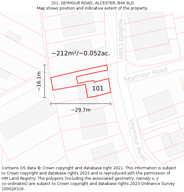 101, SEYMOUR ROAD, ALCESTER, B49 6LD: Plot and title map