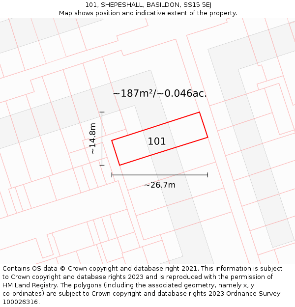 101, SHEPESHALL, BASILDON, SS15 5EJ: Plot and title map