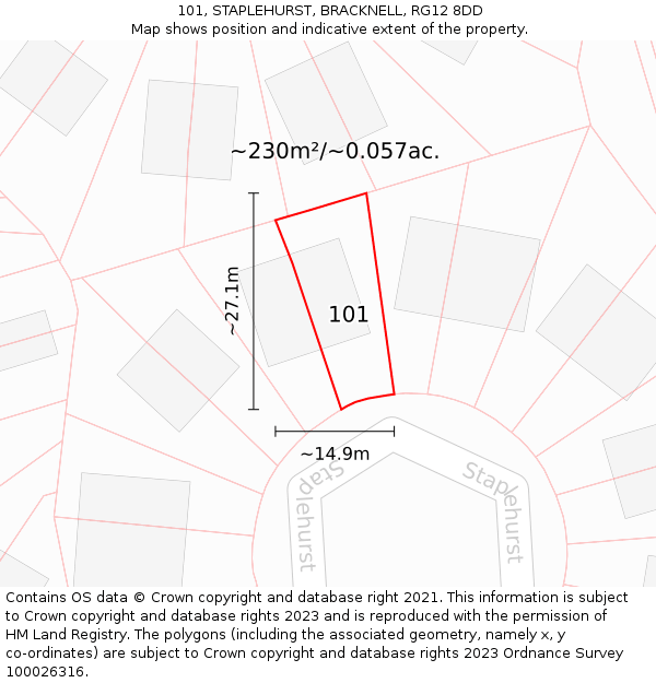 101, STAPLEHURST, BRACKNELL, RG12 8DD: Plot and title map