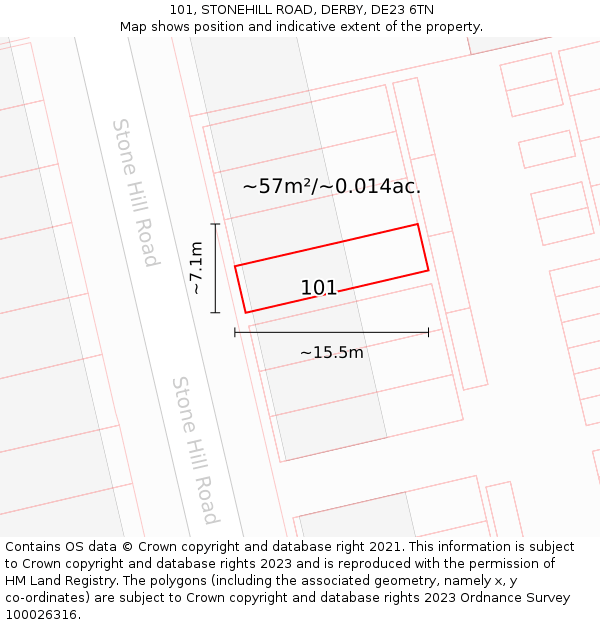 101, STONEHILL ROAD, DERBY, DE23 6TN: Plot and title map