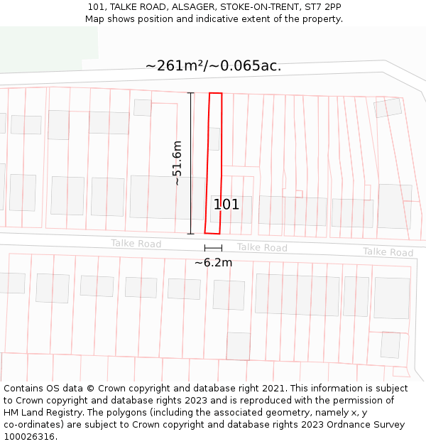 101, TALKE ROAD, ALSAGER, STOKE-ON-TRENT, ST7 2PP: Plot and title map