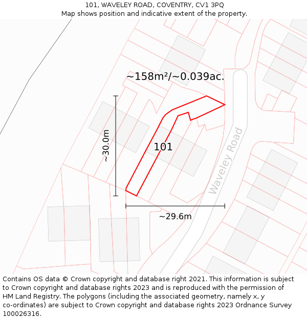 101, WAVELEY ROAD, COVENTRY, CV1 3PQ: Plot and title map