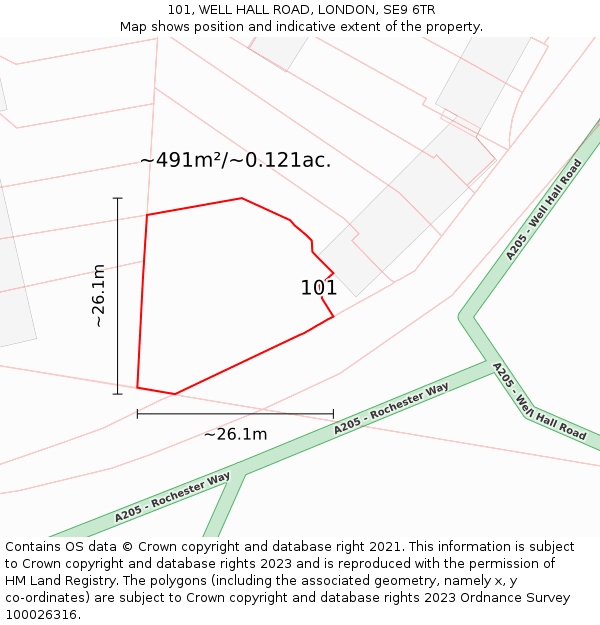 101, WELL HALL ROAD, LONDON, SE9 6TR: Plot and title map
