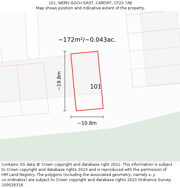 101, WERN GOCH EAST, CARDIFF, CF23 7AE: Plot and title map