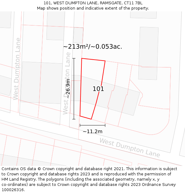 101, WEST DUMPTON LANE, RAMSGATE, CT11 7BL: Plot and title map
