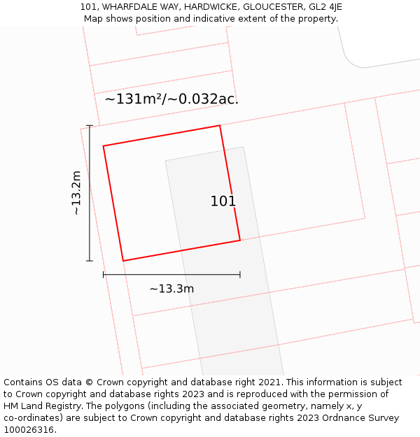 101, WHARFDALE WAY, HARDWICKE, GLOUCESTER, GL2 4JE: Plot and title map