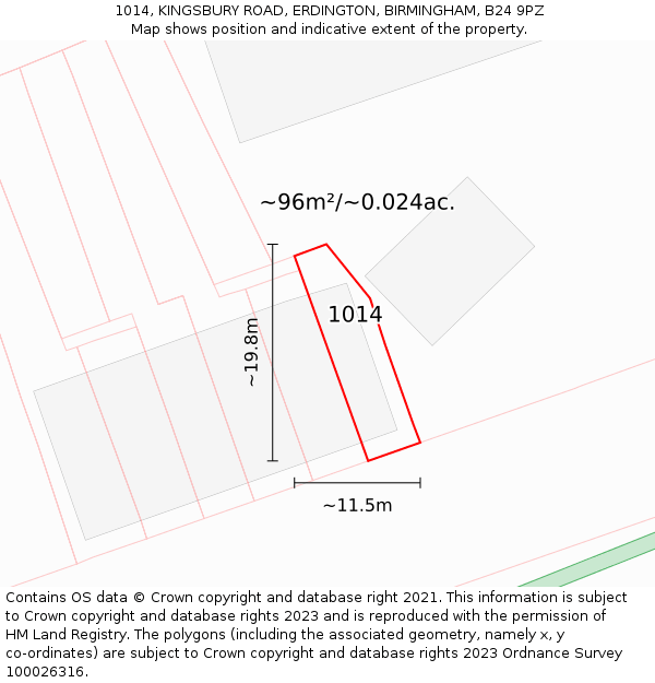 1014, KINGSBURY ROAD, ERDINGTON, BIRMINGHAM, B24 9PZ: Plot and title map