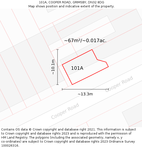 101A, COOPER ROAD, GRIMSBY, DN32 8DG: Plot and title map