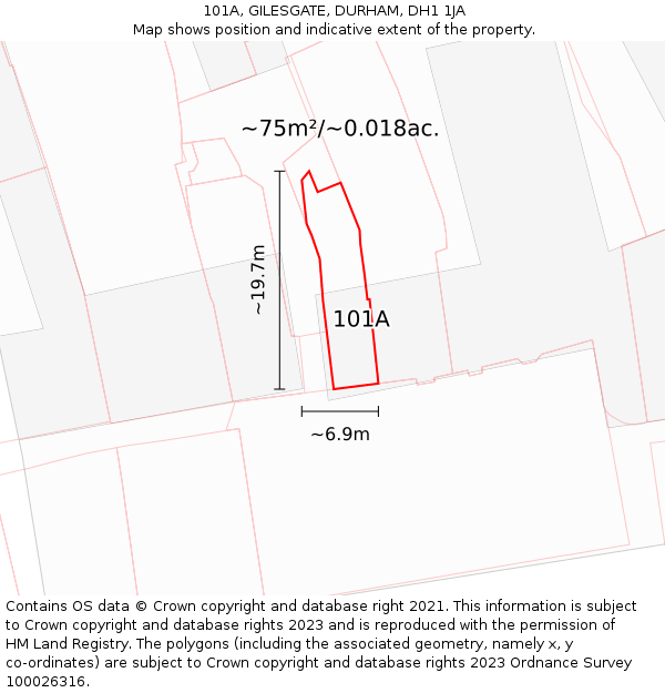 101A, GILESGATE, DURHAM, DH1 1JA: Plot and title map