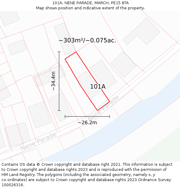 101A, NENE PARADE, MARCH, PE15 8TA: Plot and title map