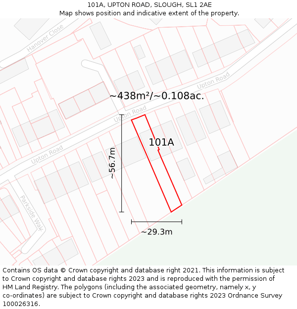 101A, UPTON ROAD, SLOUGH, SL1 2AE: Plot and title map