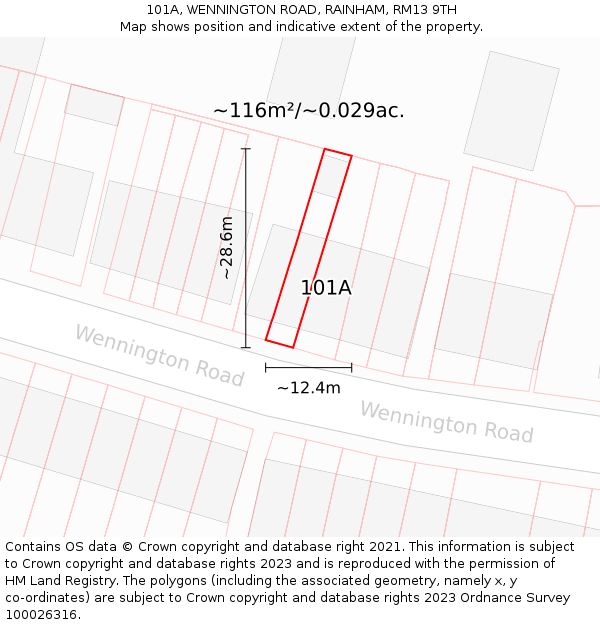 101A, WENNINGTON ROAD, RAINHAM, RM13 9TH: Plot and title map