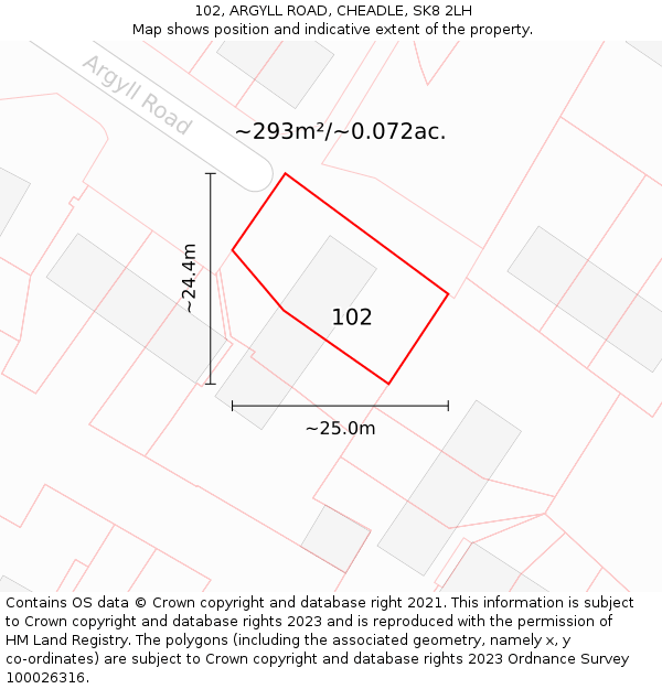 102, ARGYLL ROAD, CHEADLE, SK8 2LH: Plot and title map