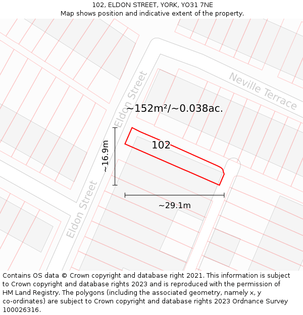 102, ELDON STREET, YORK, YO31 7NE: Plot and title map