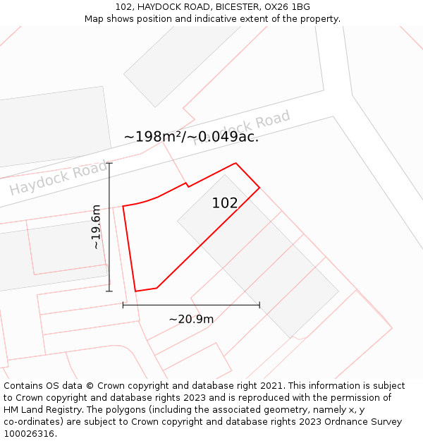 102, HAYDOCK ROAD, BICESTER, OX26 1BG: Plot and title map