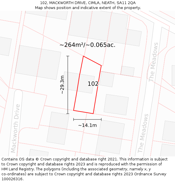 102, MACKWORTH DRIVE, CIMLA, NEATH, SA11 2QA: Plot and title map