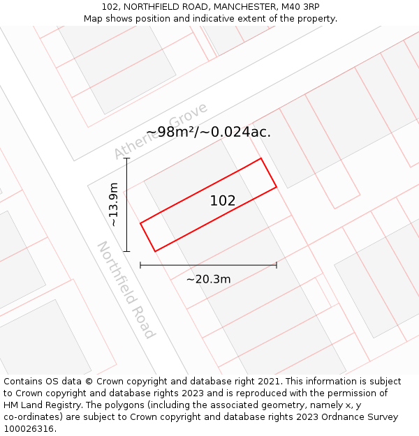 102, NORTHFIELD ROAD, MANCHESTER, M40 3RP: Plot and title map