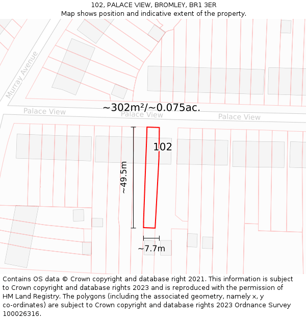 102, PALACE VIEW, BROMLEY, BR1 3ER: Plot and title map