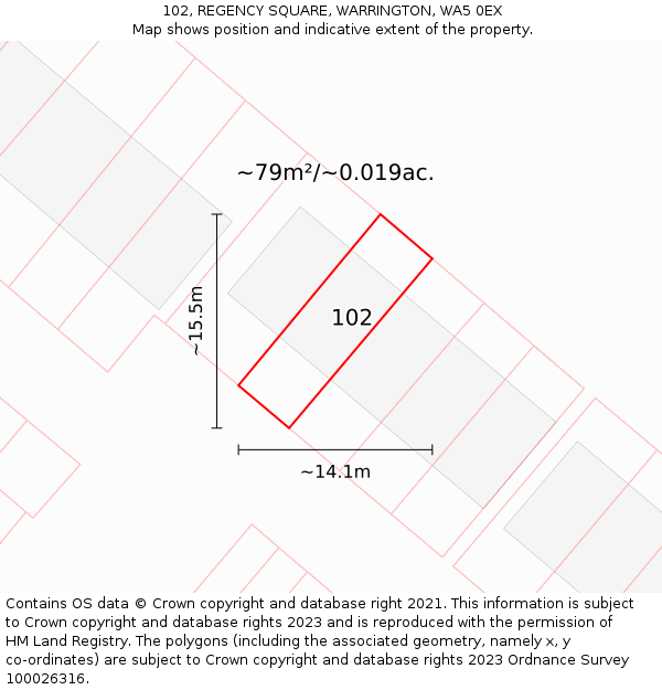 102, REGENCY SQUARE, WARRINGTON, WA5 0EX: Plot and title map
