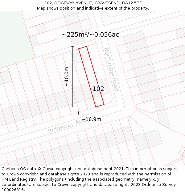 102, RIDGEWAY AVENUE, GRAVESEND, DA12 5BE: Plot and title map