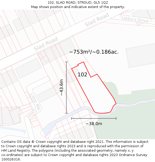 102, SLAD ROAD, STROUD, GL5 1QZ: Plot and title map