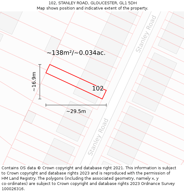102, STANLEY ROAD, GLOUCESTER, GL1 5DH: Plot and title map