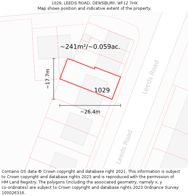 1029, LEEDS ROAD, DEWSBURY, WF12 7HX: Plot and title map