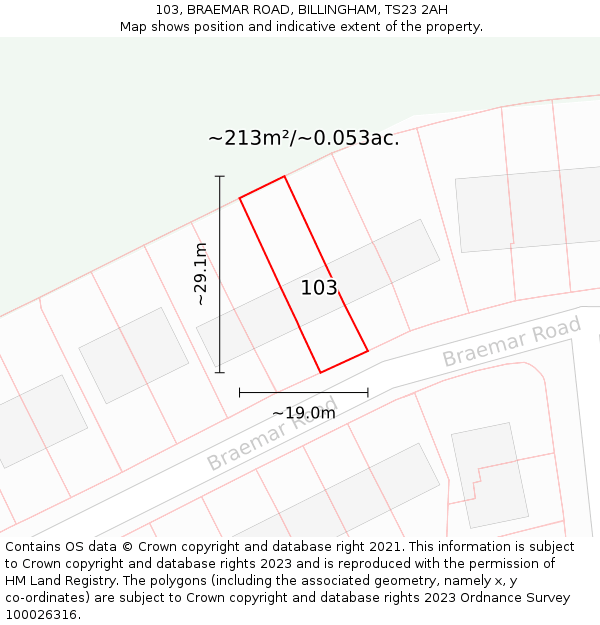 103, BRAEMAR ROAD, BILLINGHAM, TS23 2AH: Plot and title map